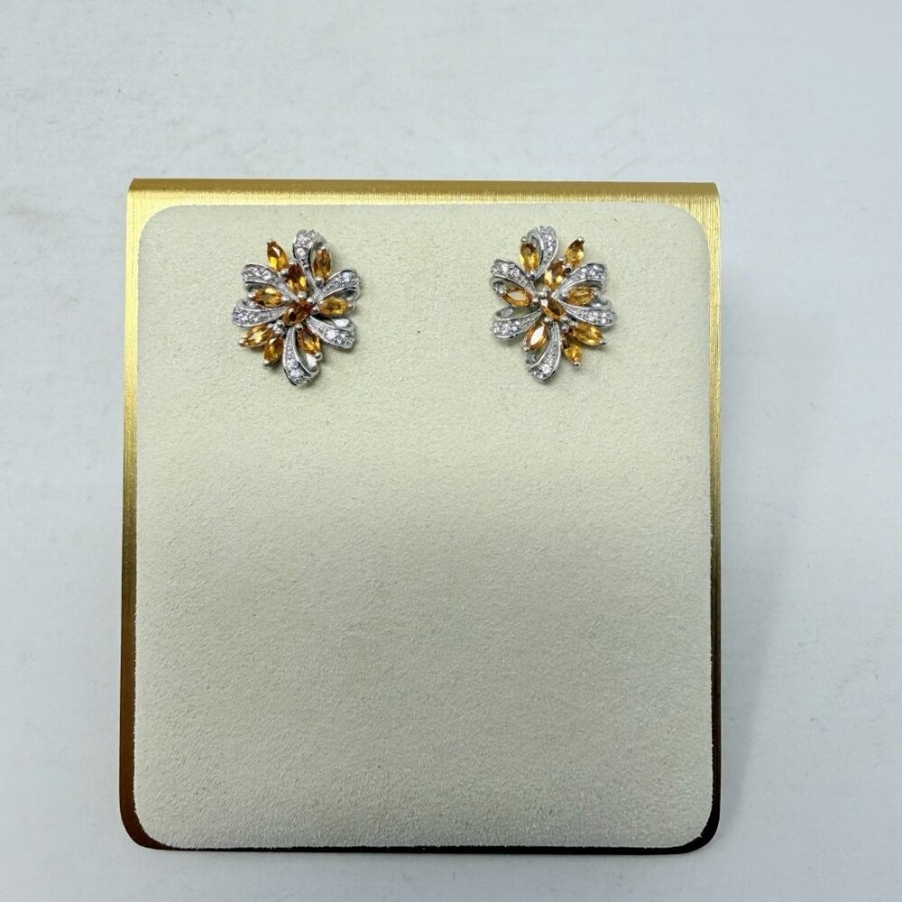 Shop‎ LC Salamanca Fire Opal/Cambodian Zircon Sterling Silver Stud Earrings 5478